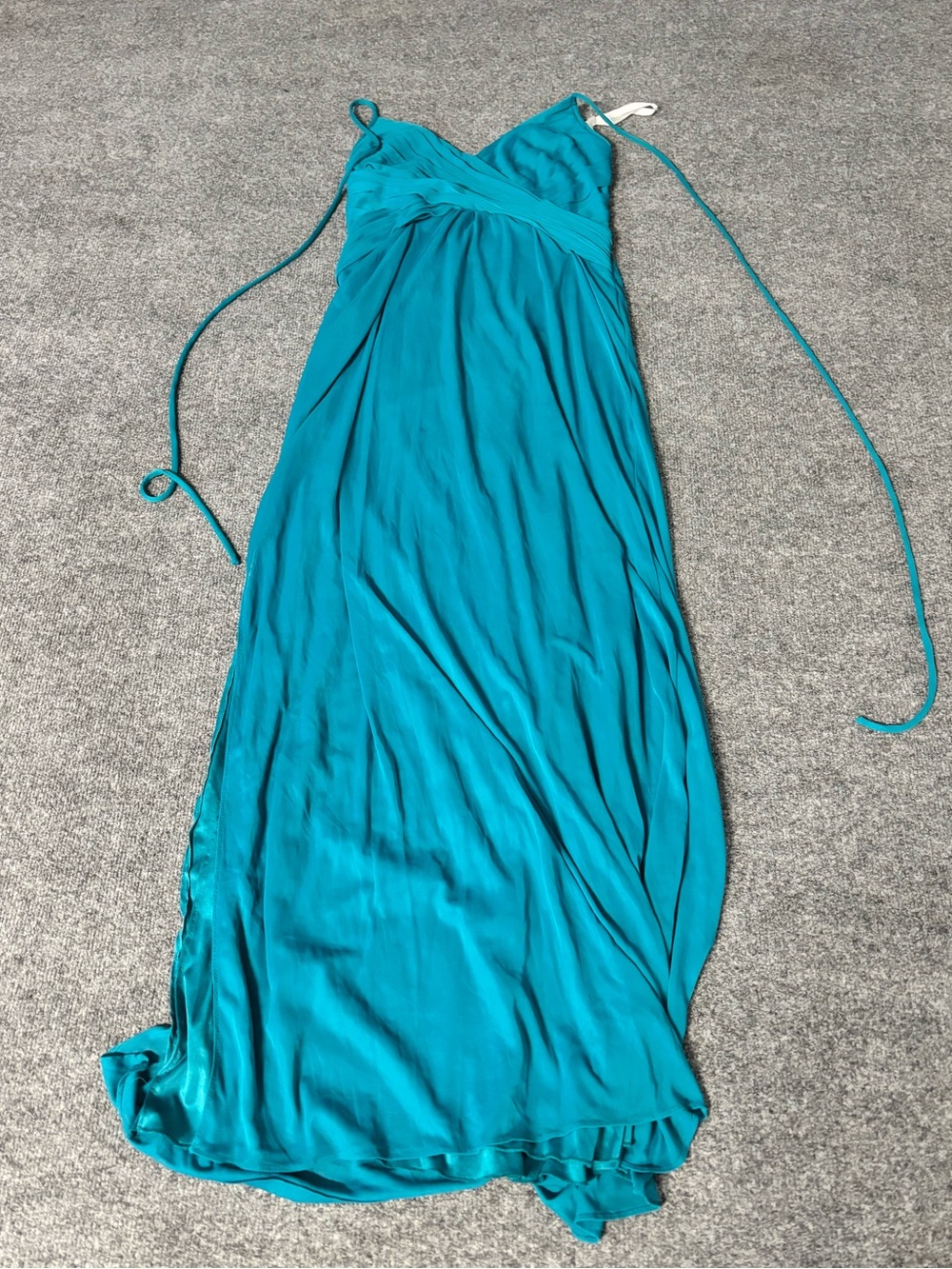 David's Bridal Teal V-Neck Maxi Dress